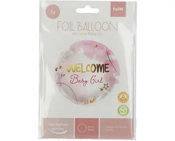 Folie Ballon Welcome Baby Girl - 45 cm - Ballonnenshop.nl