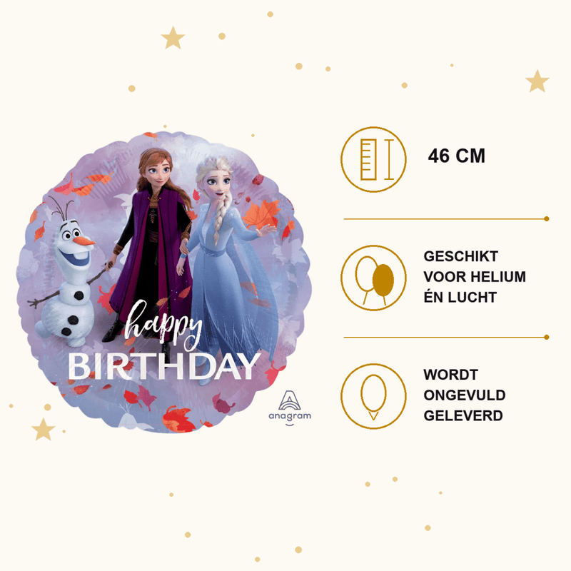 Frozen Happy Birthday Folie Ballon - 46 cm - Ballonnenshop.nl
