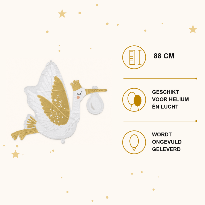 Geboorte Ooievaar Folie Ballon - 88 cm - Ballonnenshop.nl