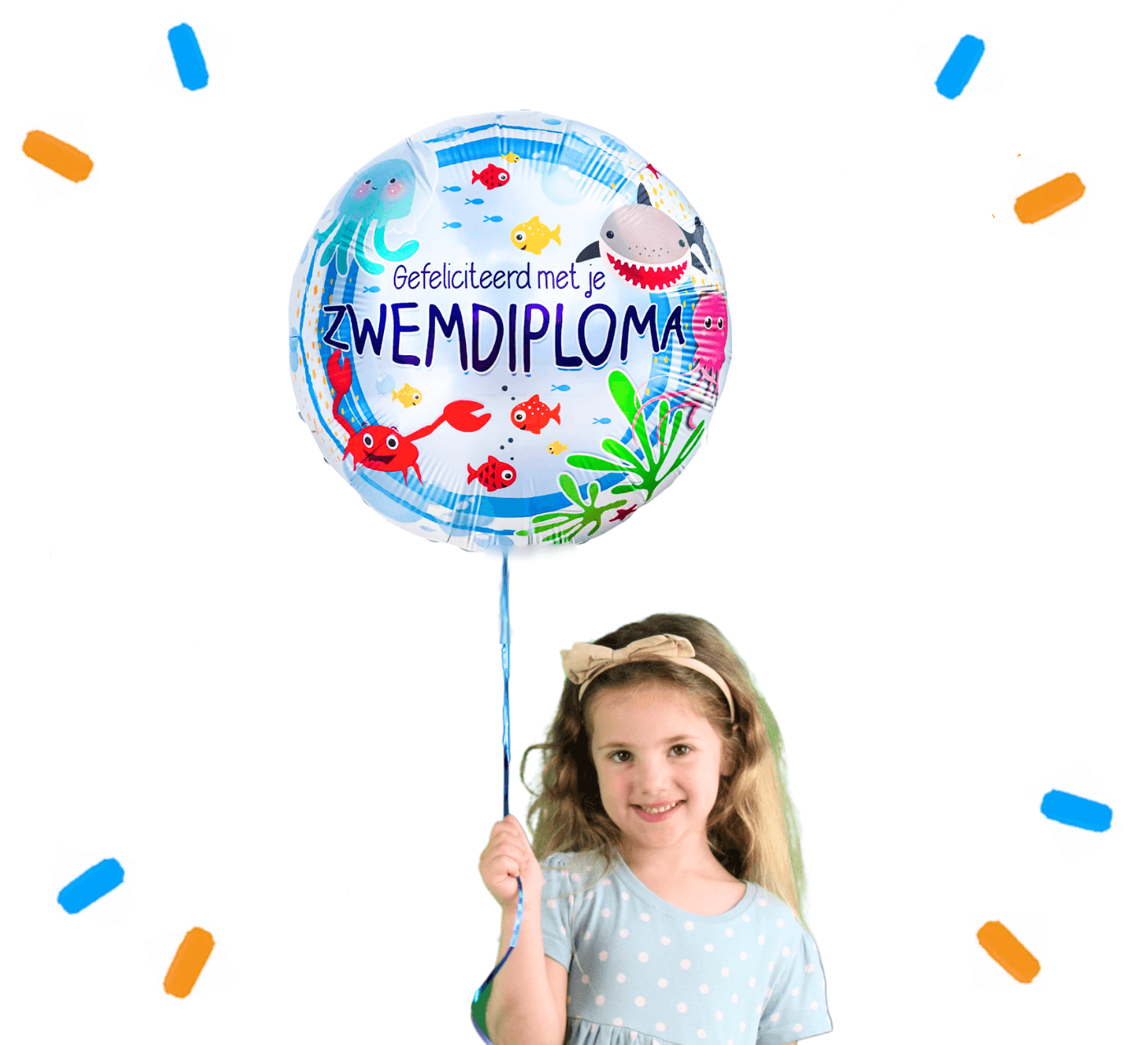 Gefeliciteerd Met Je Zwemdiploma Helium Ballon - Gevuld Met Helium - 46 cm - Ballonnenshop.nl