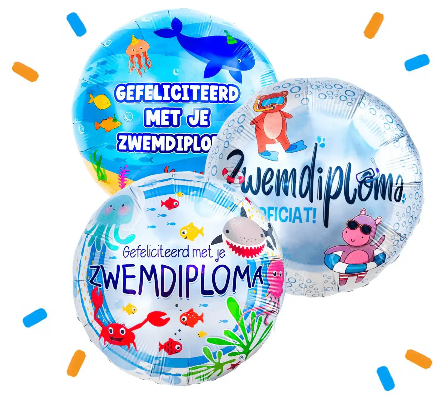 Gefeliciteerd Met Je Zwemdiploma Trosje Helium Ballonnen - Gevuld Met Helium - 46 cm - Ballonnenshop.nl
