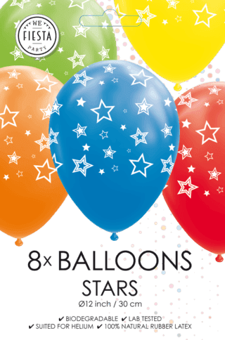 Gekleurde Ballonnen Sterren - 8 stuks - 30 cm - Ballonnenshop.nl