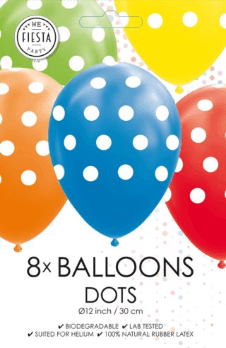 Gekleurde Ballonnen stippen - 8 stuks - 30 cm - Ballonnenshop.nl