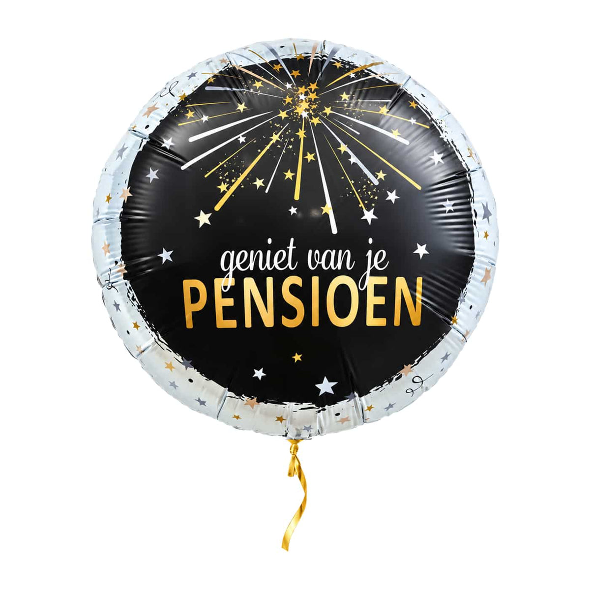 Geniet Van Je Pensioen Ballon met helium en gouden lint