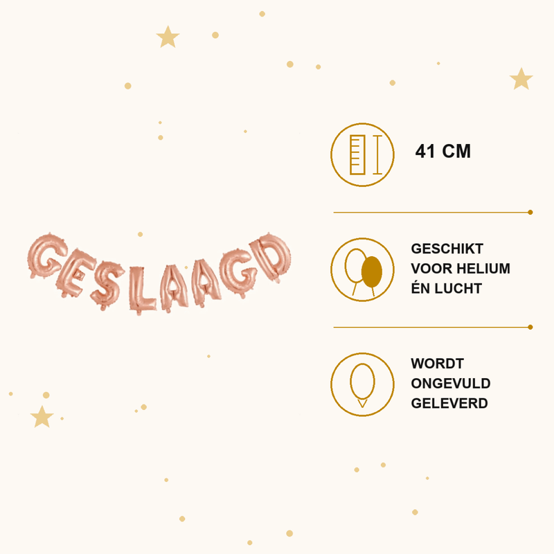 Geslaagd Letter Ballonnen Rose Goud 41 cm - Ballonnenshop.nl