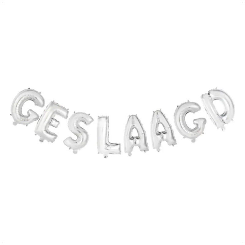 Geslaagd Letter Ballonnen Zilver 41 cm - Ballonnenshop.nl