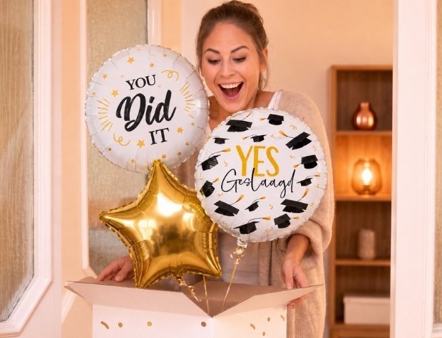 Geslaagd Trosje Helium Ballonnen - Gevuld Met Helium - 45 cm - Ballonnenshop.nl