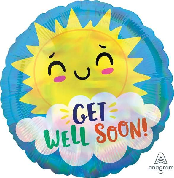 Get Well Soon Zon Helium Ballon - Gevuld Met Helium - 46 cm - Ballonnenshop.nl