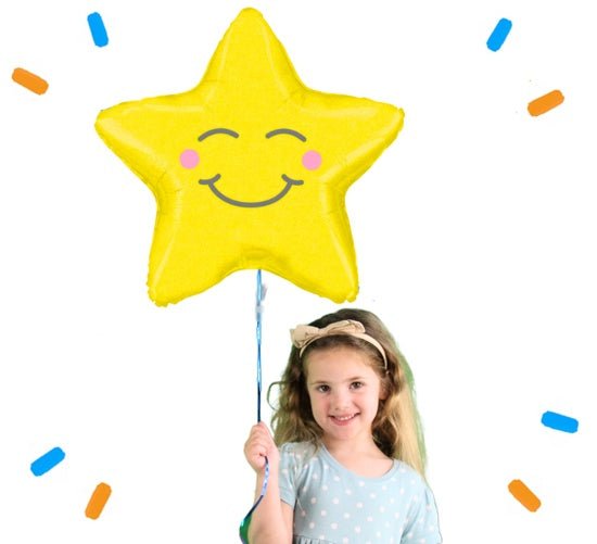Glimlachende Ster Helium Ballon - Gevuld Met Helium - 64 cm - Ballonnenshop.nl
