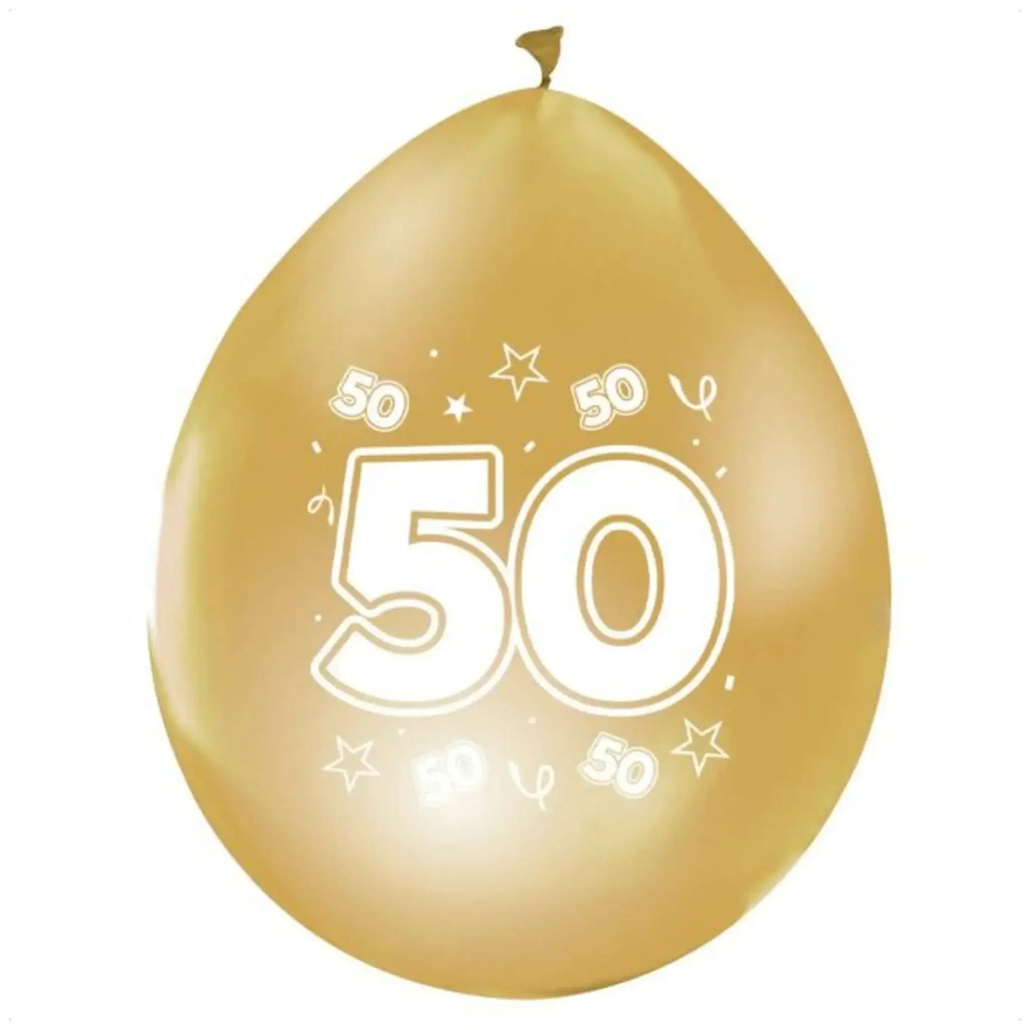 Gouden Ballonnen 50 Jaar Metallic - 8 stuks - 30 cm - Ballonnenshop.nl