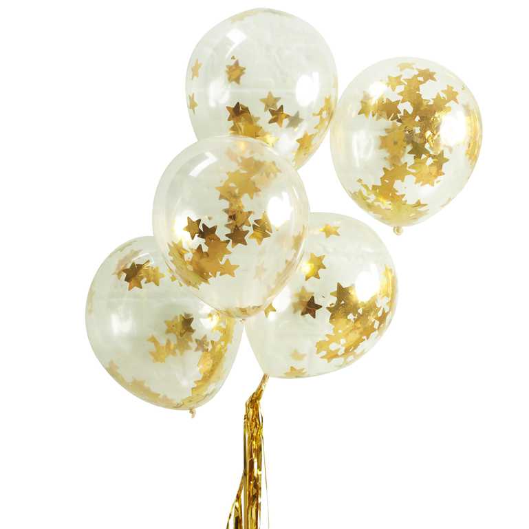 Gouden Confetti Ballonnen Sterren - 5 stuks - 30 cm - Ballonnenshop.nl