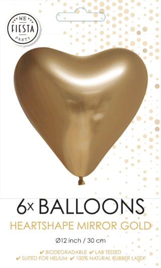 Gouden Hartjes Ballonnen - 6 stuks - 30 cm - Ballonnenshop.nl