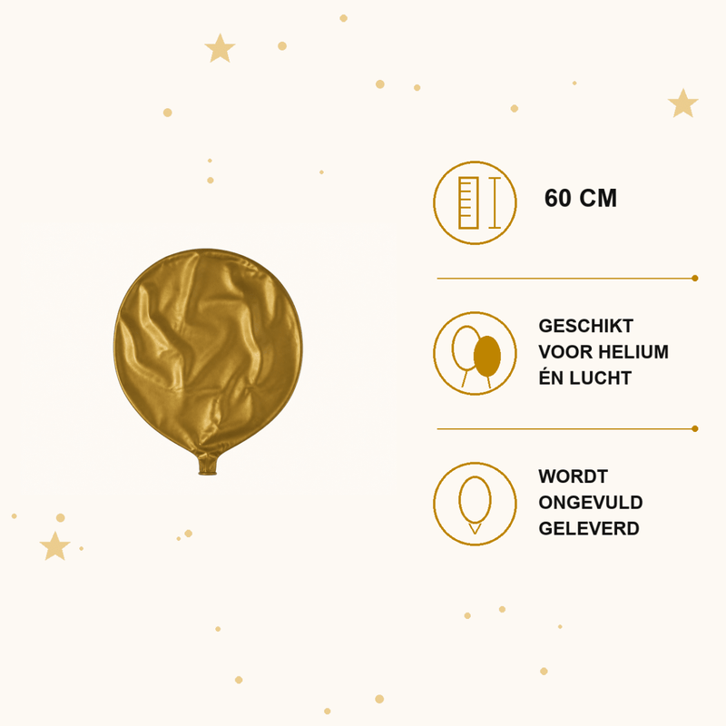 Gouden Mega Ballon Chroom 60 cm - Ballonnenshop.nl
