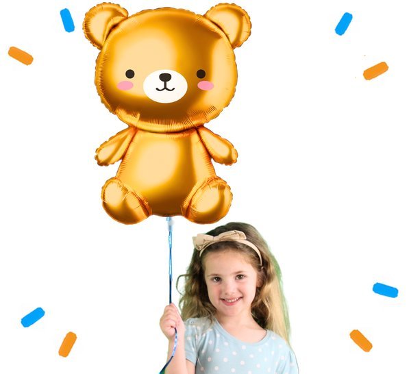 Gouden Teddybeer Helium Ballon - Gevuld Met Helium - 74 cm - Ballonnenshop.nl