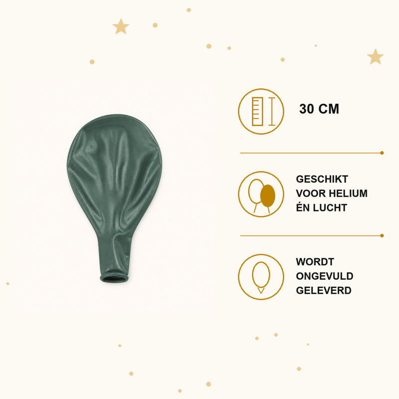Groene Ballonnen Chroom 10 Stuks 30 cm - Ballonnenshop.nl