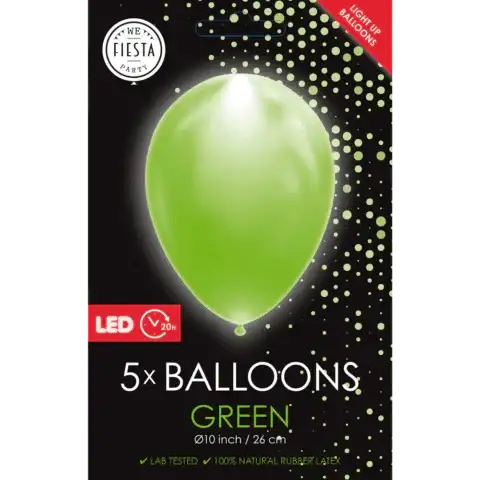 Groene Led Ballonnen - 5 stuks - 25 cm - Ballonnenshop.nl