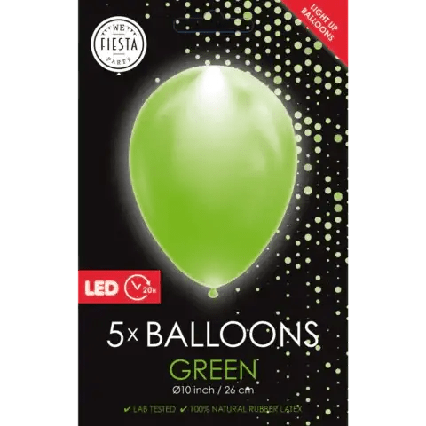 Groene Led Ballonnen - 5 stuks - 25 cm - Ballonnenshop.nl