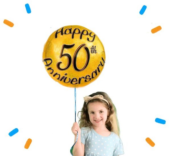 Happy 50th Anniversary Helium Ballon - Gevuld Met Helium - 46 cm - Ballonnenshop.nl