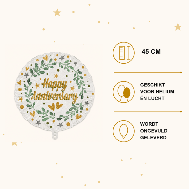 Happy Anniversary Folie Ballon 45 cm - Ballonnenshop.nl