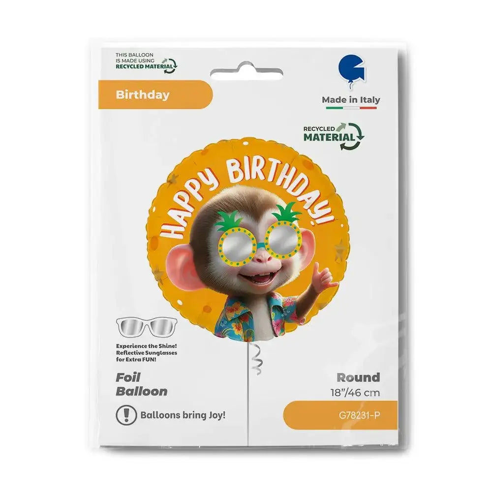 Happy Birthday Aap Folie Ballon - 46 cm - Ballonnenshop.nl