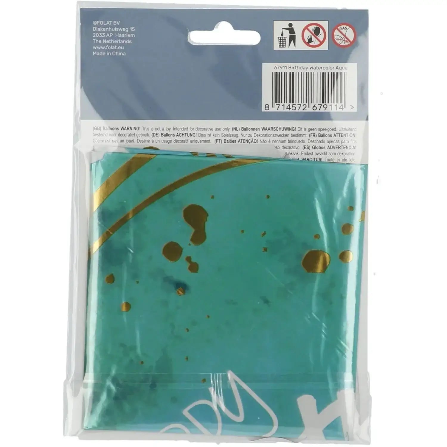 Happy Birthday Aquarelle Aqua Folie Ballon - 46 cm - Ballonnenshop.nl