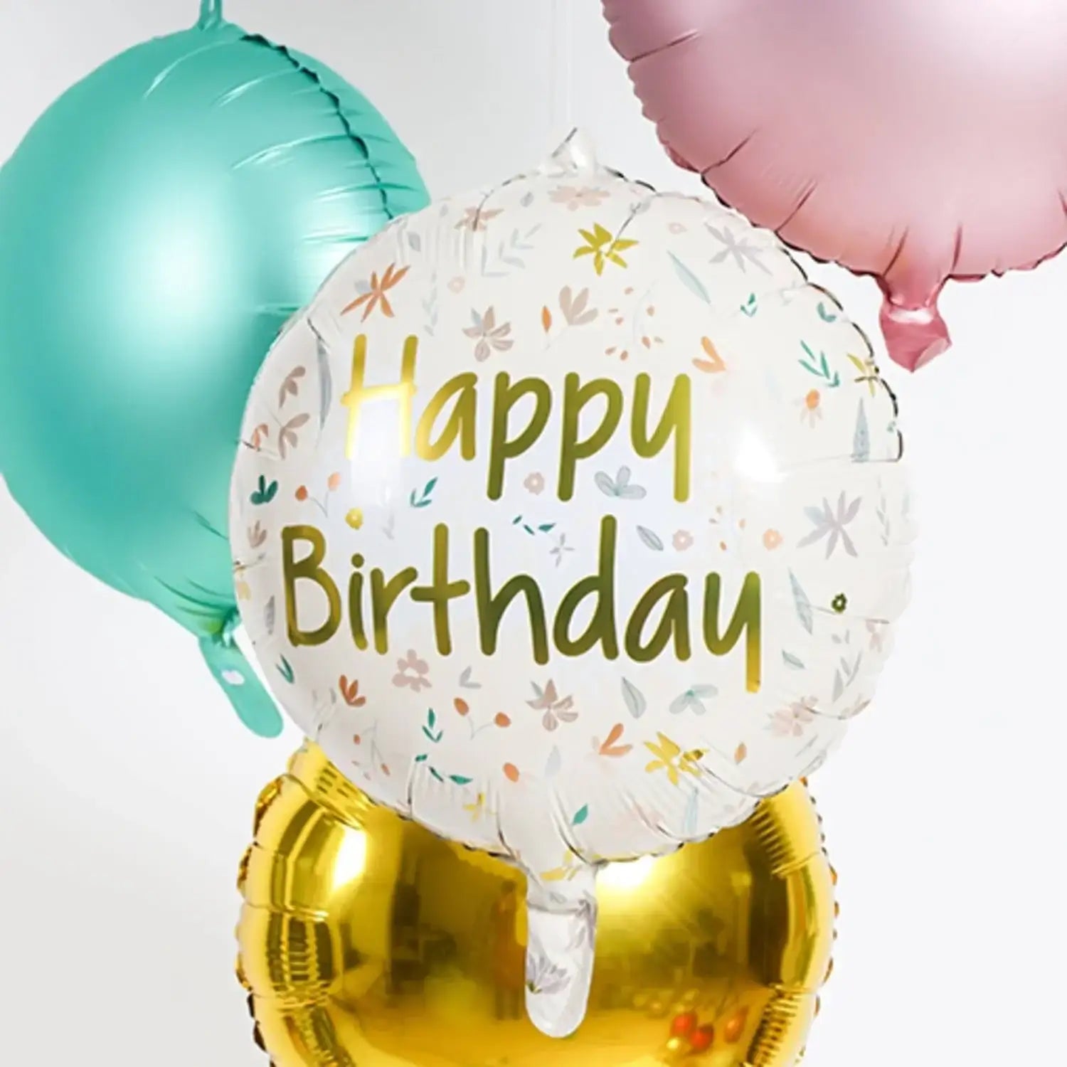 Happy Birthday Bloemen Folie Ballon - 46 cm - Ballonnenshop.nl