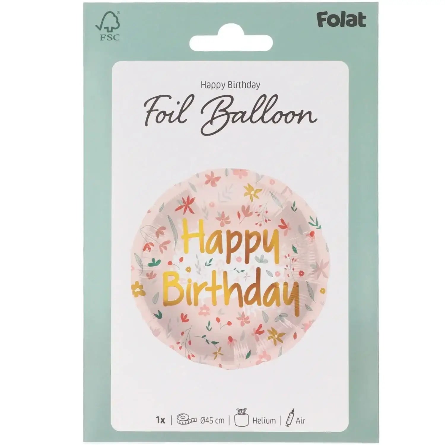 Happy Birthday Bloemen Folie Ballon - 46 cm - Ballonnenshop.nl