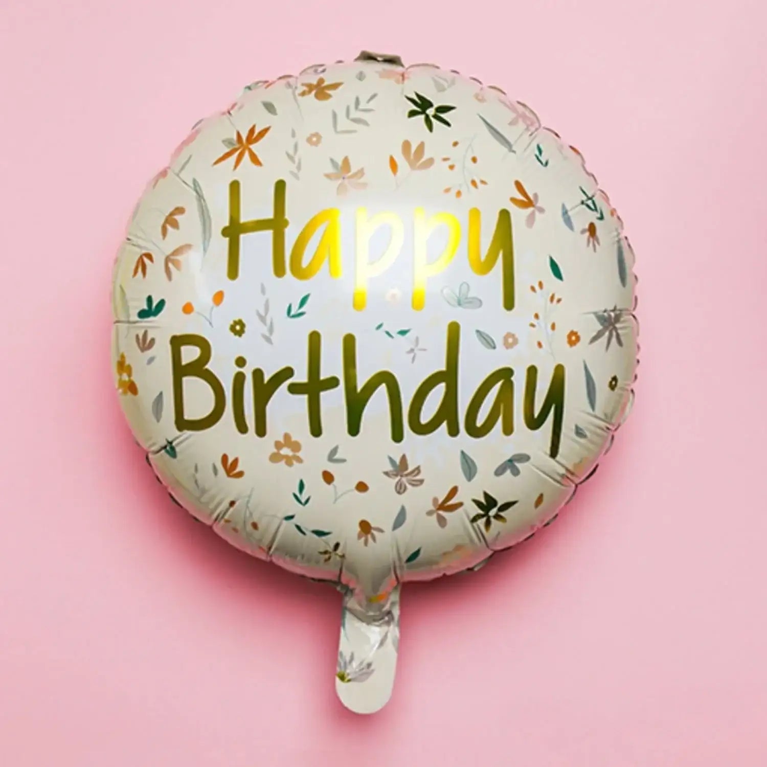 Happy Birthday Bloemen Folie Ballon - 46 cm - Ballonnenshop.nl