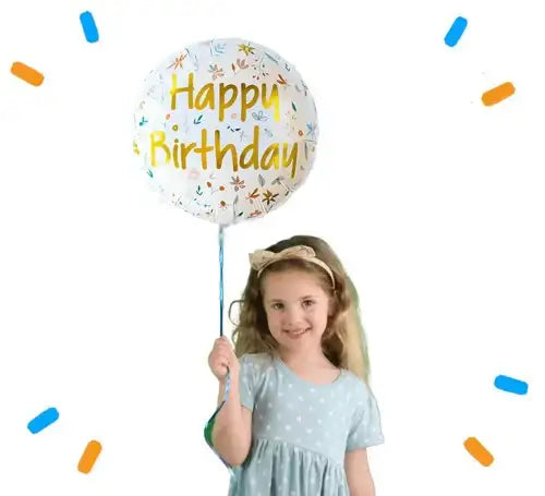 Happy Birthday Bloemen Helium Ballon - Gevuld Met Helium - 46 cm