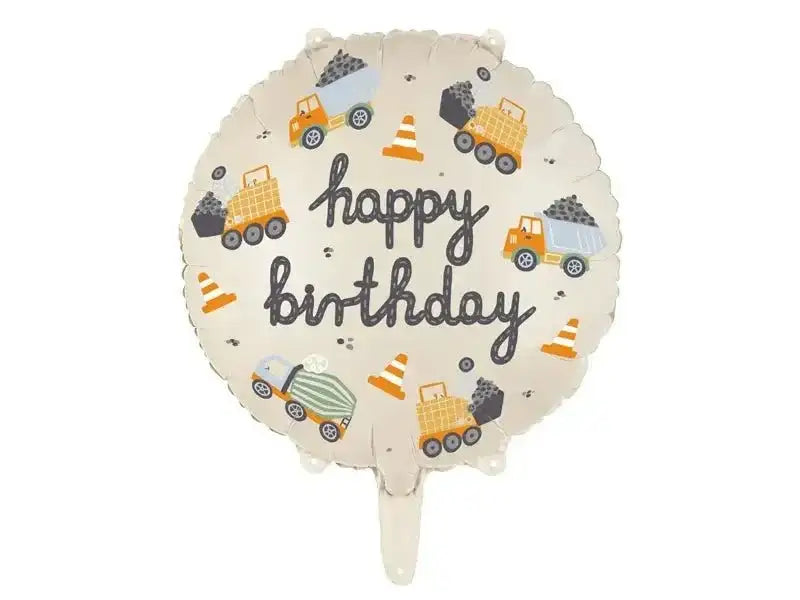 Happy Birthday Bouwvoertuigen Helium Ballon - Gevuld Met Helium - 45 cm - Ballonnenshop.nl