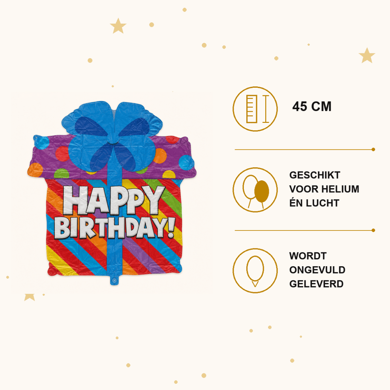 Happy Birthday Cadeau Folie Ballon - 45 cm - Ballonnenshop.nl