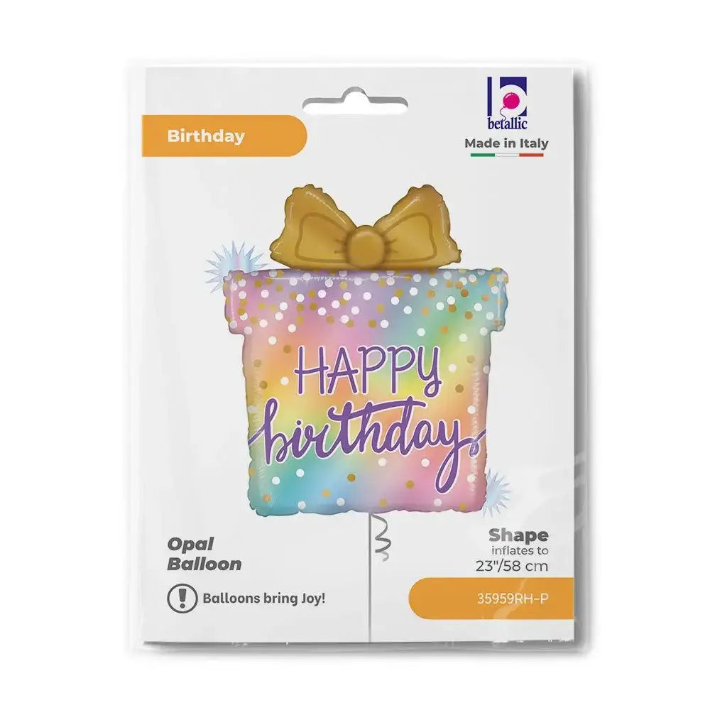 Happy Birthday Cadeau Regenboog Folie Ballon - 69 cm - Ballonnenshop.nl