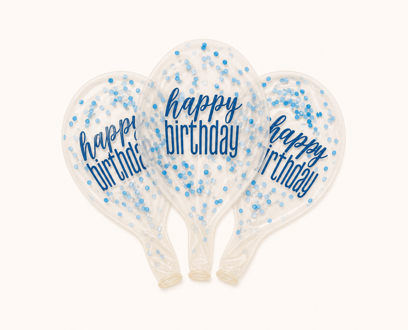 Happy Birthday Confetti Ballonnen - Blauw - 6 stuks - 30,5 cm - Ballonnenshop.nl