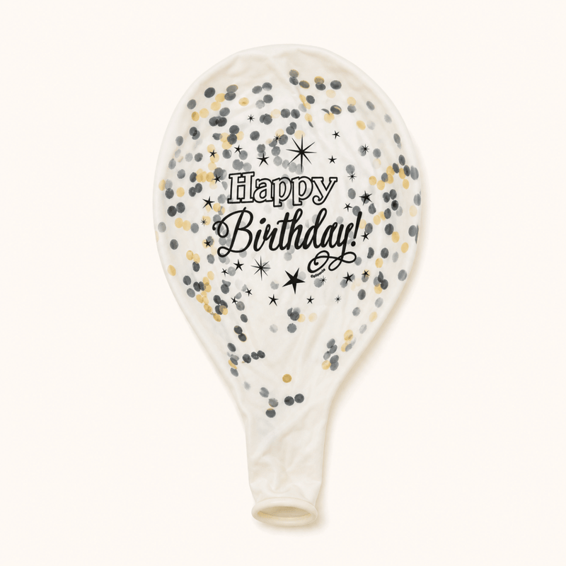 Happy Birthday Confetti Ballonnen - Goud & Zwart - 6 stuks - 30,5 cm - Ballonnenshop.nl
