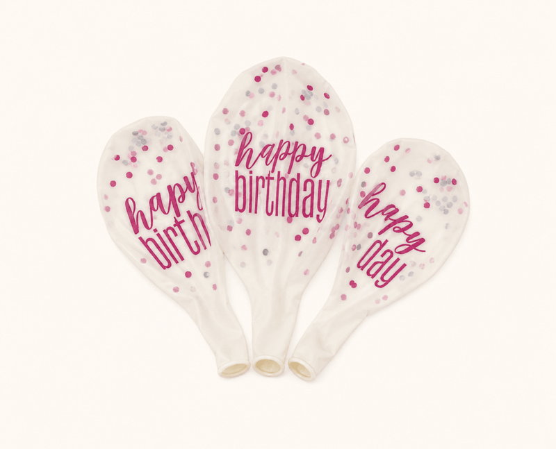 Happy Birthday Confetti Ballonnen - Roze - 6 stuks - 30,5 cm - Ballonnenshop.nl
