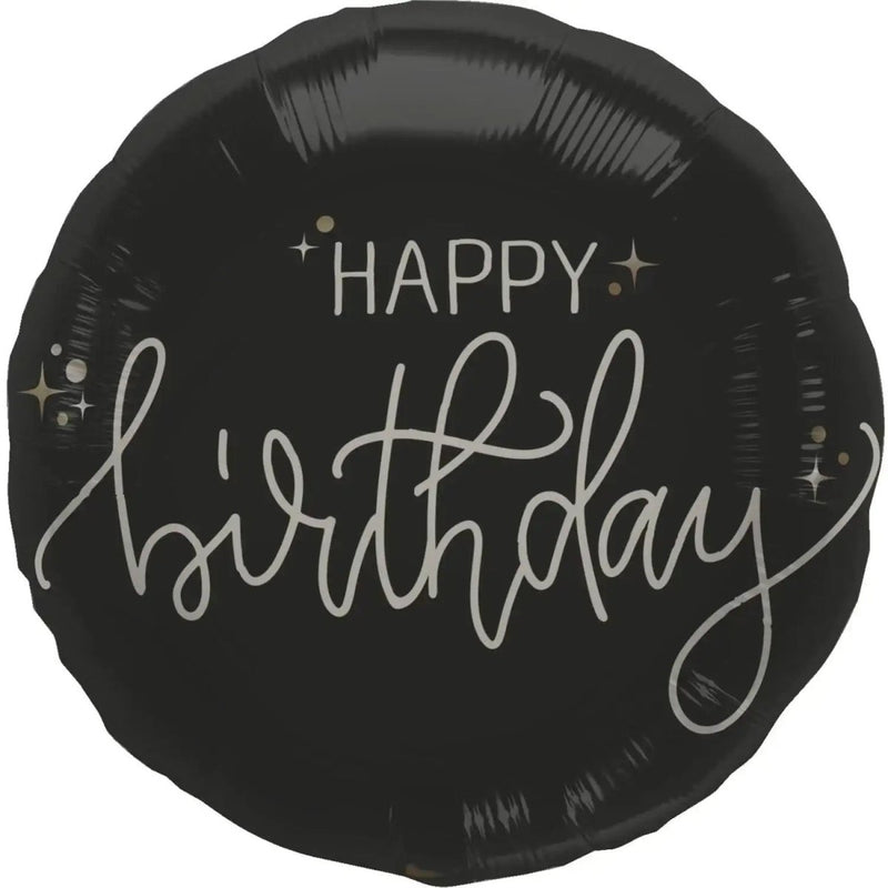 Happy Birthday Crème Noir Folie Ballon - 46 cm - Ballonnenshop.nl