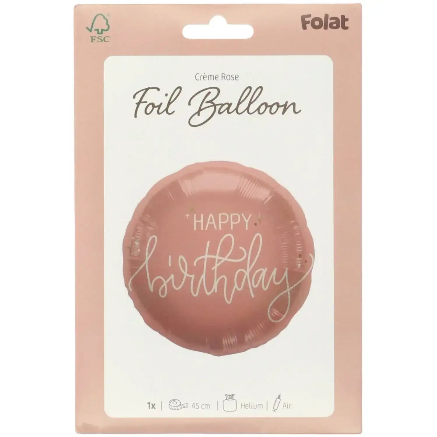 Happy Birthday Crème Rose Folie Ballon - 46 cm - Ballonnenshop.nl