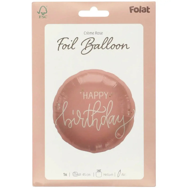Happy Birthday Crème Rose Folie Ballon - 46 cm - Ballonnenshop.nl