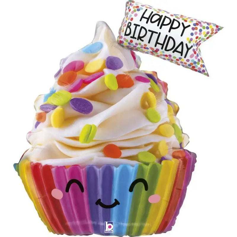 Happy Birthday Cupcake Folie Ballon - 71 cm - Ballonnenshop.nl