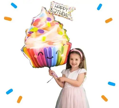 Happy Birthday Cupcake Helium Ballon - Gevuld Met Helium - 71 cm - Ballonnenshop.nl