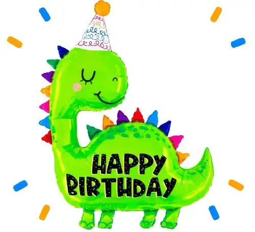 Happy Birthday Dino Helium Ballon - Gevuld Met Helium - 96 cm - Ballonnenshop.nl