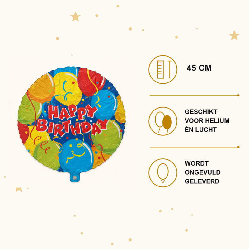 Happy Birthday Folie Ballon - 45 cm - Ballonnenshop.nl