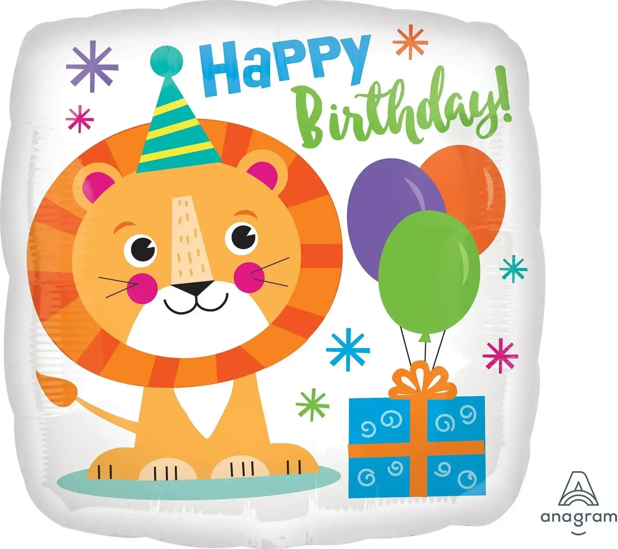 Happy Birthday Leeuw Folie Ballon - 46 cm - Ballonnenshop.nl