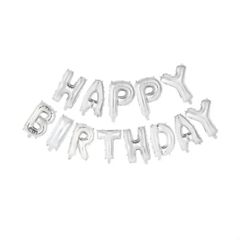 Happy Birthday Letter Ballonnen Zilver 41 cm - Ballonnenshop.nl