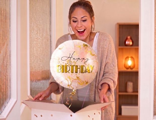 Happy Birthday Marmer Ballon - Gevuld Met Helium - 46 cm - Ballonnenshop.nl