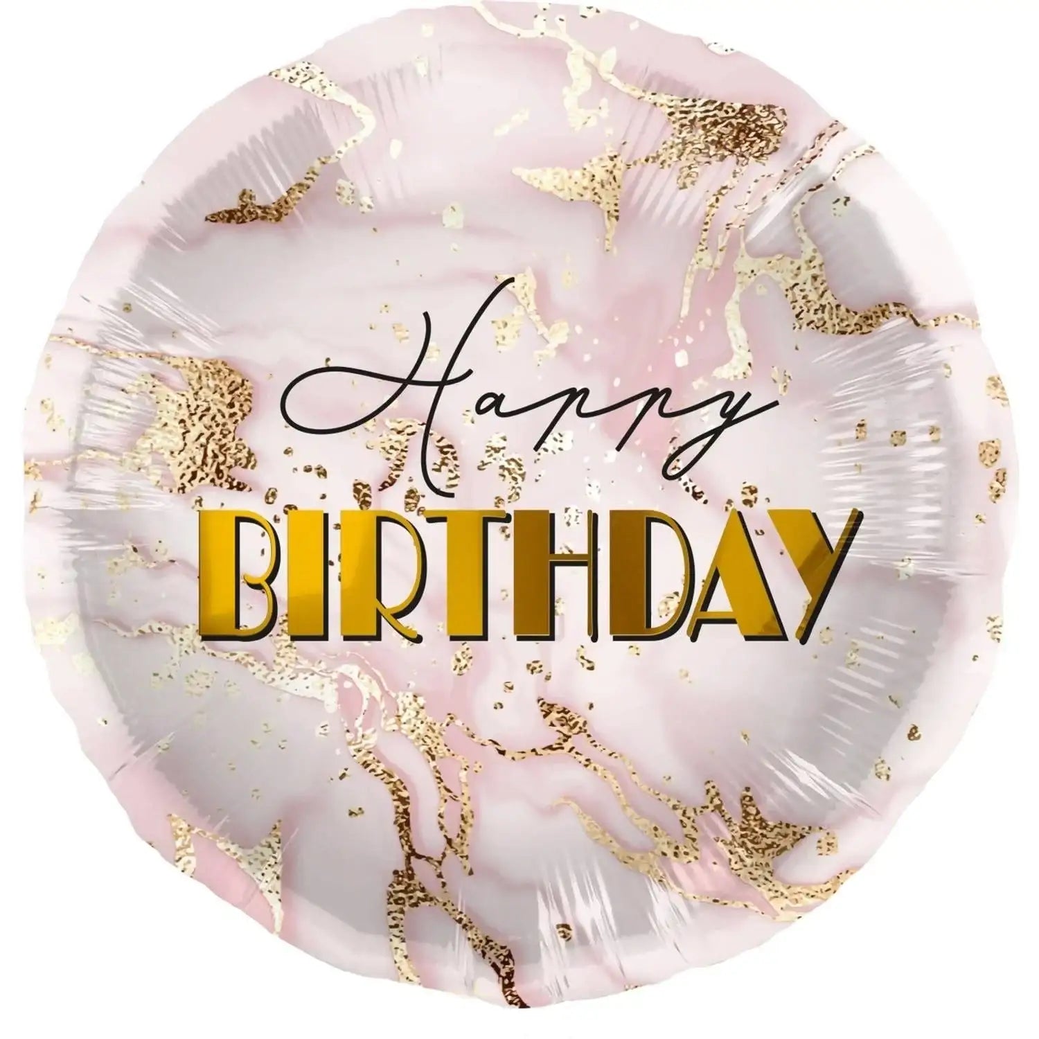 Happy Birthday Marmer Folie Ballon - 46 cm - Ballonnenshop.nl