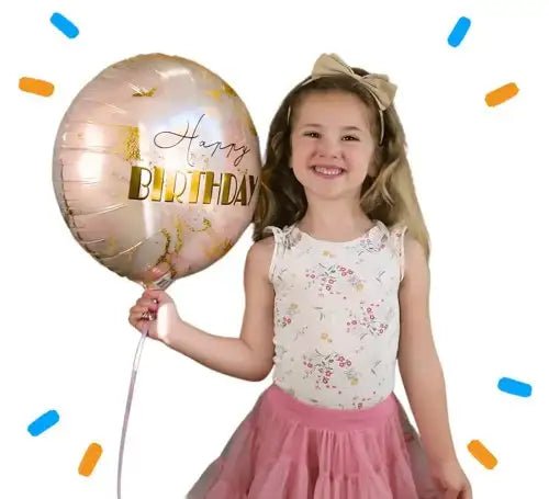 Happy Birthday Marmer Helium Ballon - Gevuld Met Helium - 46 cm - Ballonnenshop.nl