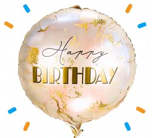 Happy Birthday Marmer Helium Ballon - Gevuld Met Helium - 46 cm - Ballonnenshop.nl