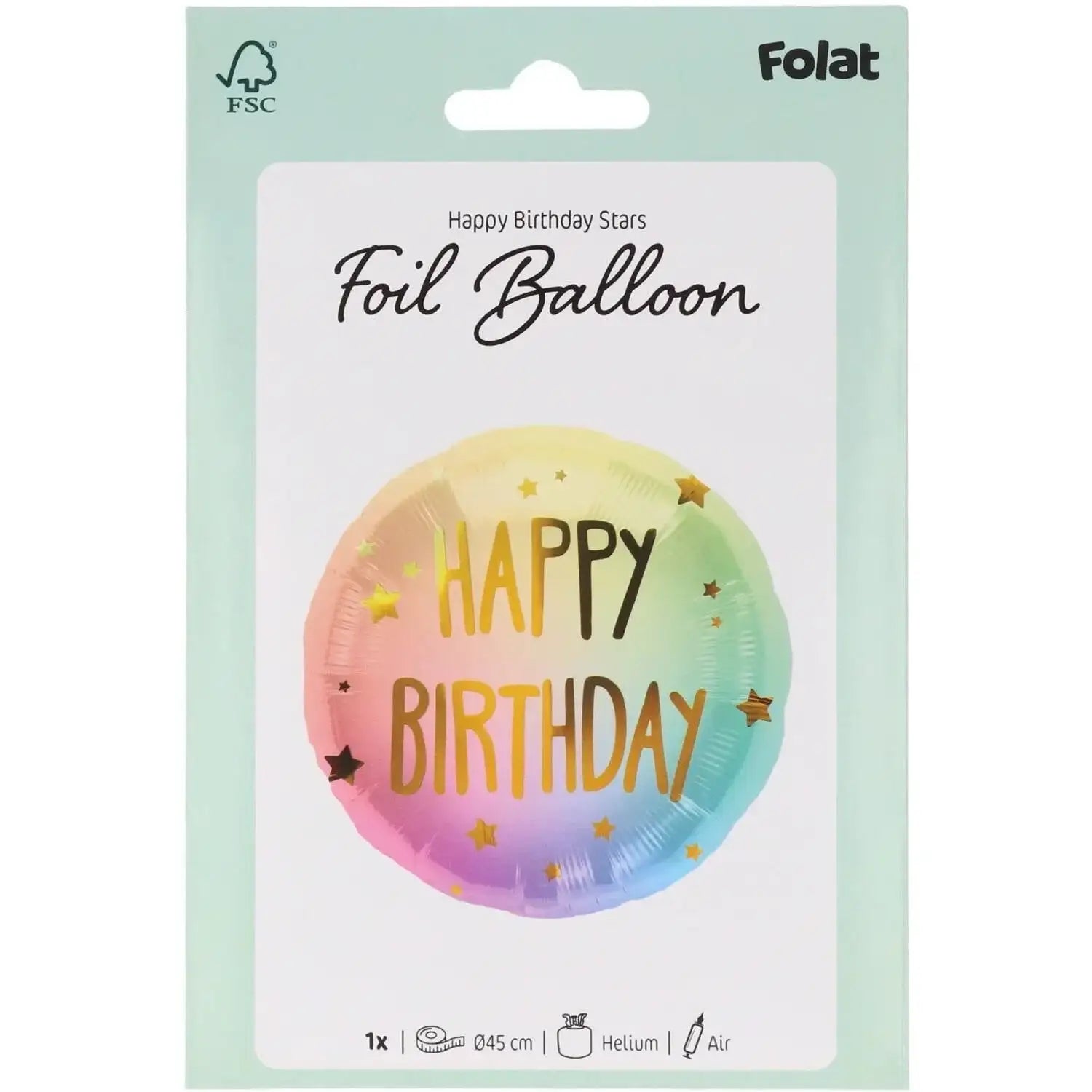 Happy Birthday Ombre & Sterren Folie Ballon - 46 cm - Ballonnenshop.nl