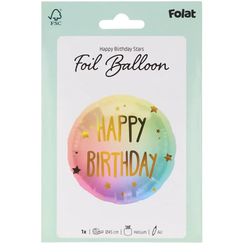 Happy Birthday Ombre & Sterren Folie Ballon - 46 cm - Ballonnenshop.nl